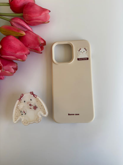 Cute Smiley Bunny Plushies Teddies iPhone Case with Pop Socket