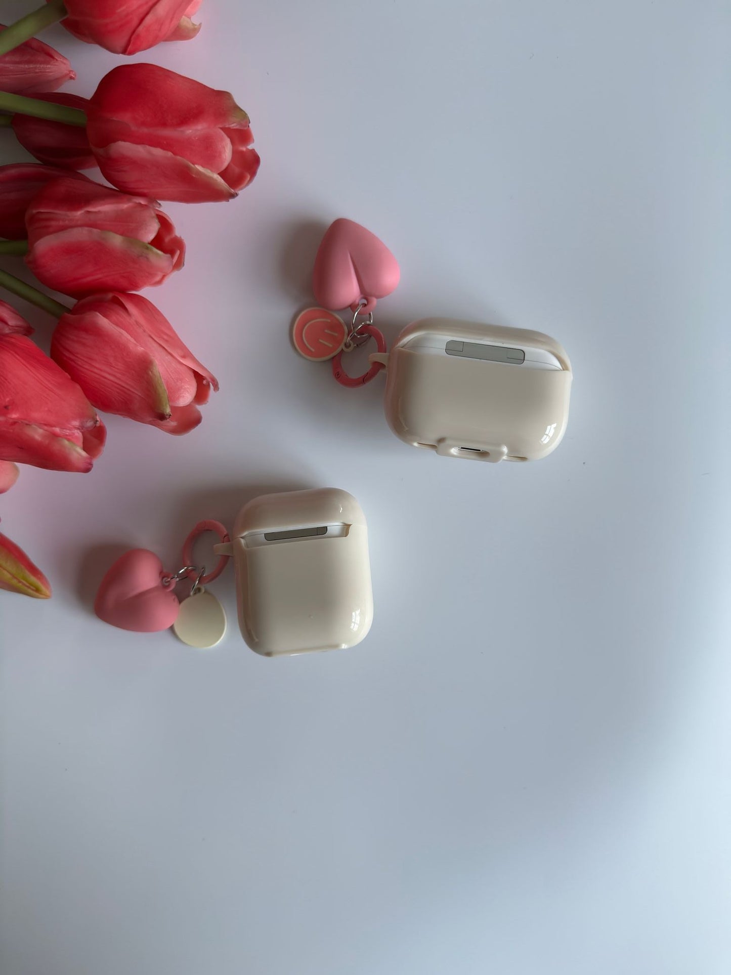 Cute Air Pods Case with Adorable Pink Hearts and Smiley