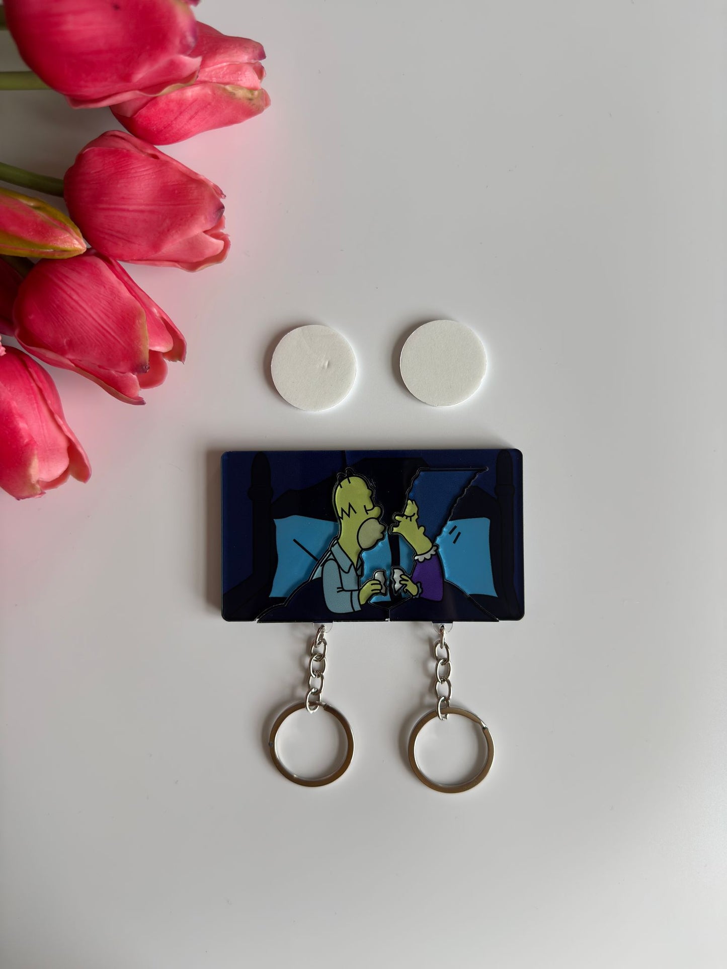 Cartoons inspired adorable keyring / keychain for couple