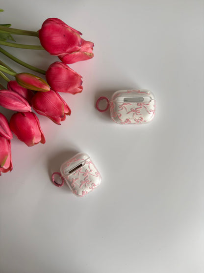 Adorable Air Pods Clear Case with Trendy Pink Bows