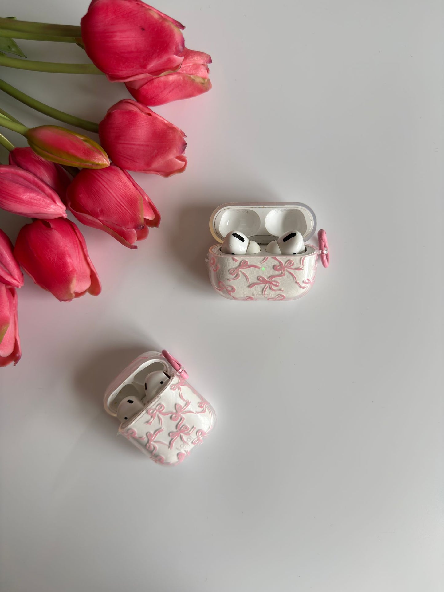 Adorable Air Pods Clear Case with Trendy Pink Bows