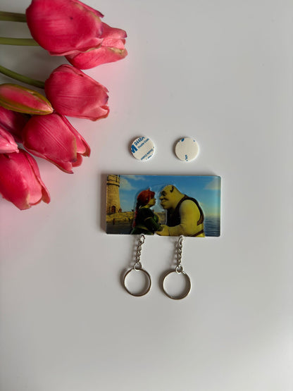 Cartoons inspired adorable keyring / keychain for couple