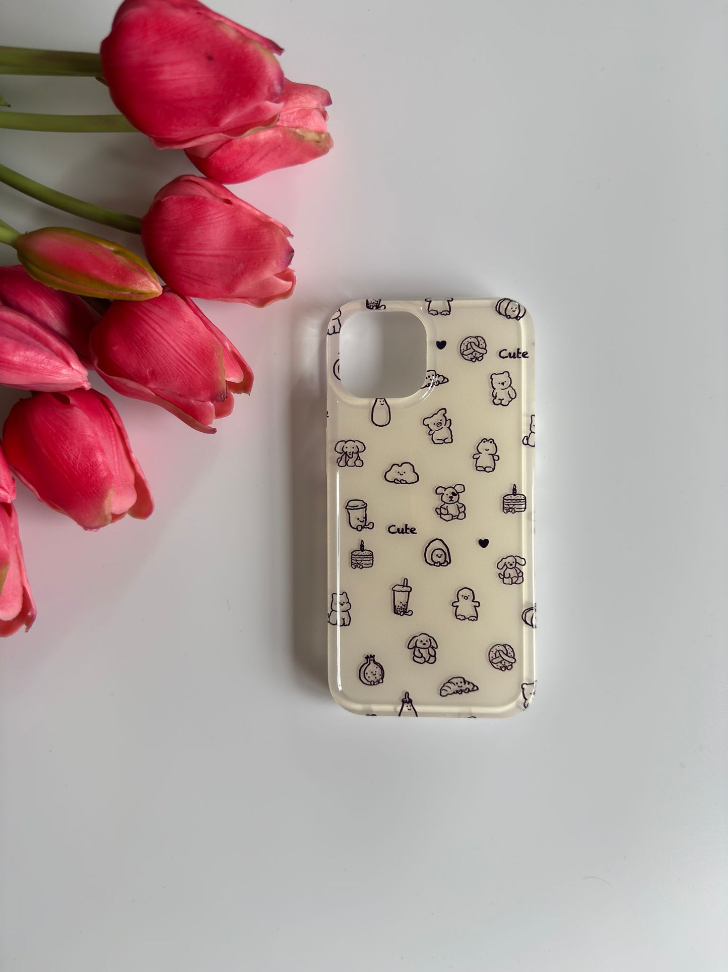 Cute Smiley Plush Teddies iPhone Case - Beige